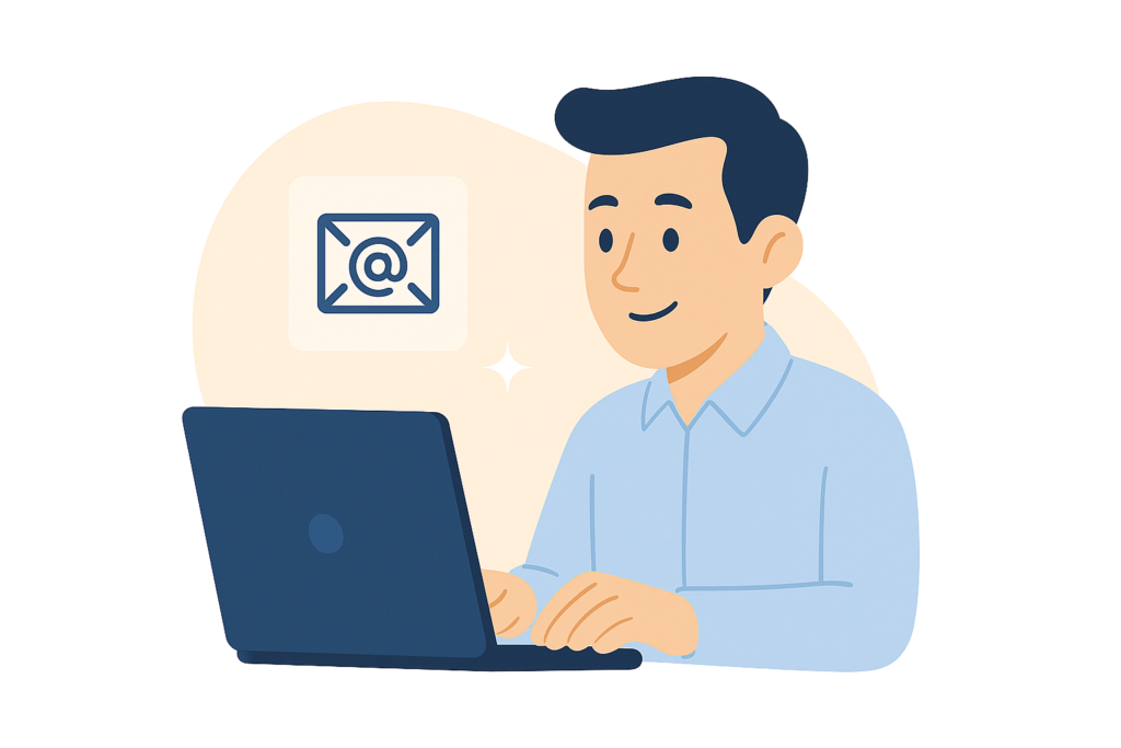 men writing mail on laptop